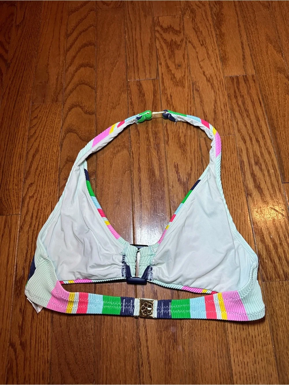 EUC Trina Turk Multicolor Ribbed Halter Bikini Top - 6